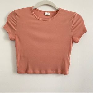 Aritzia Sunday Best Bliss Cropped T-Shirt Ribbed in Heirloom Pink size Small